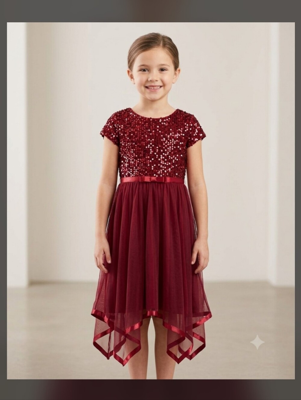 Speechless Girls Sequin Bodice Burgundy Tulle Dress Size 16
